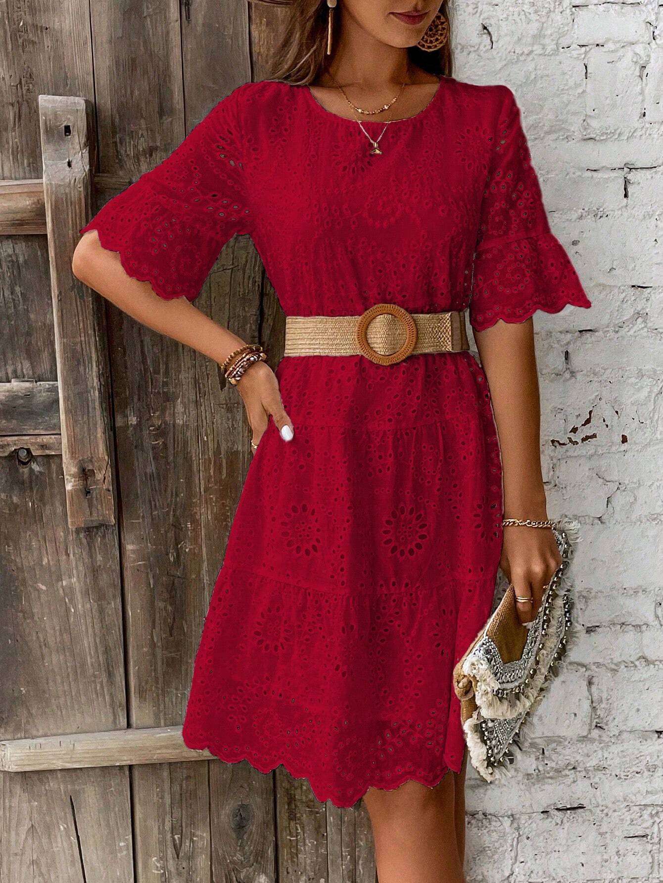 Boho Eyelet Smock Dress