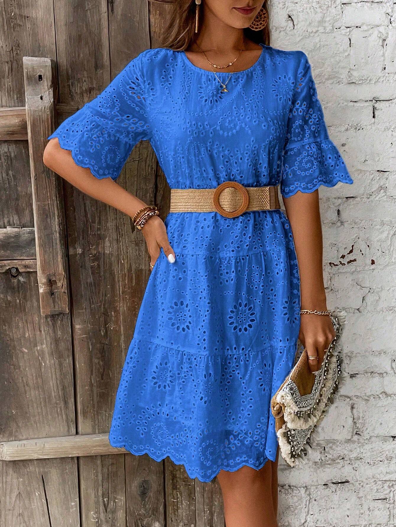 Boho Eyelet Smock Dress