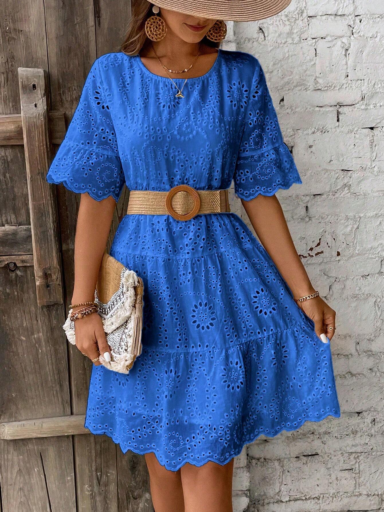 Boho Eyelet Smock Dress