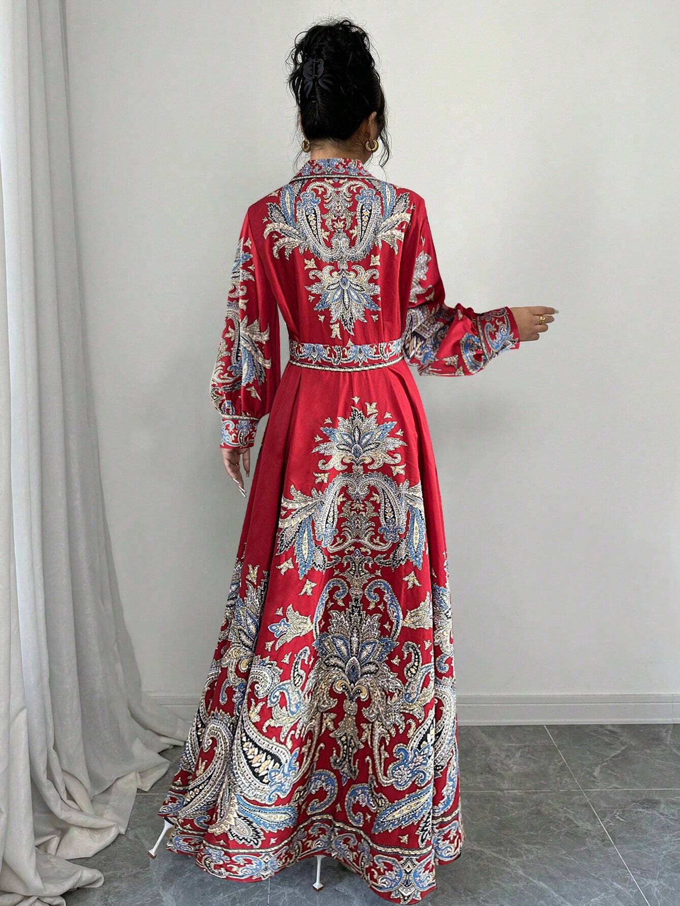 Vintage Floral Print Elegant Maxi Dress