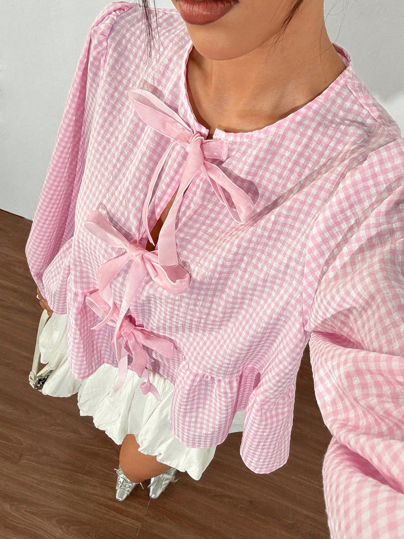 Retro Modern Plaid Velvet Blouse