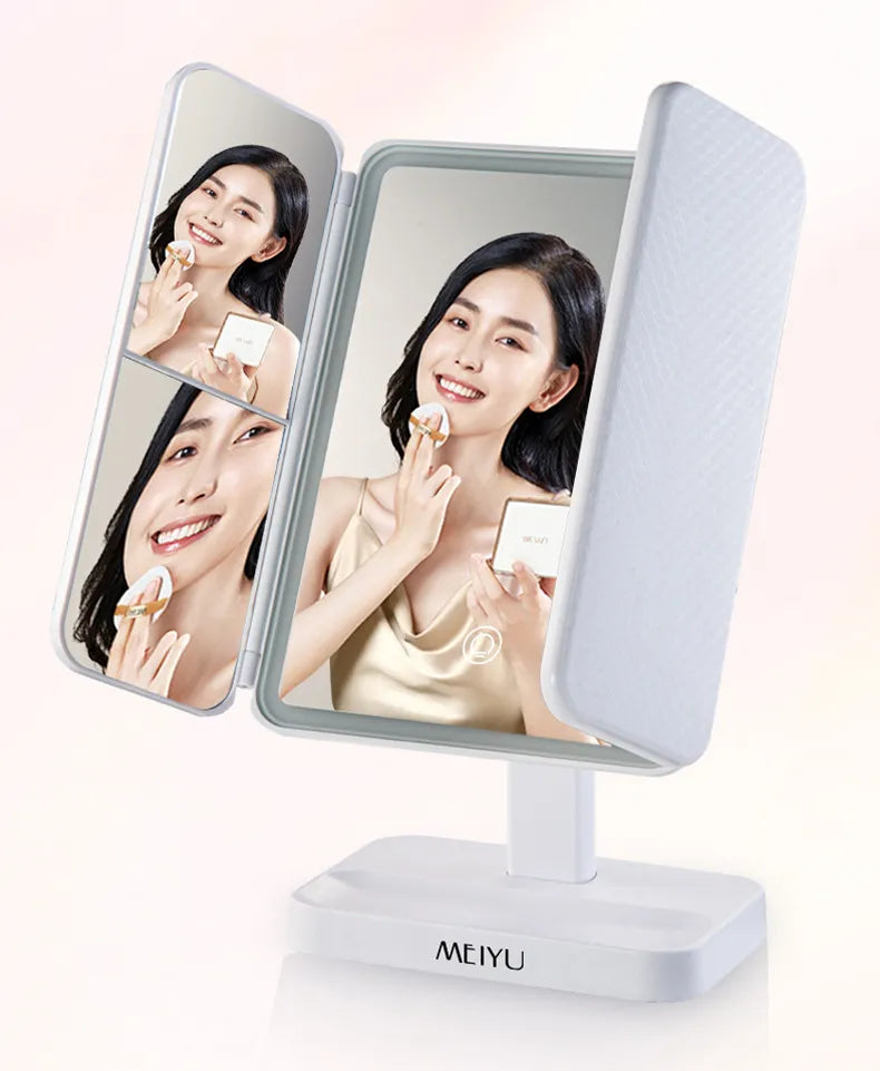 MEIYU 4 Tier Makeup Gift Set with LED Touch Mirror