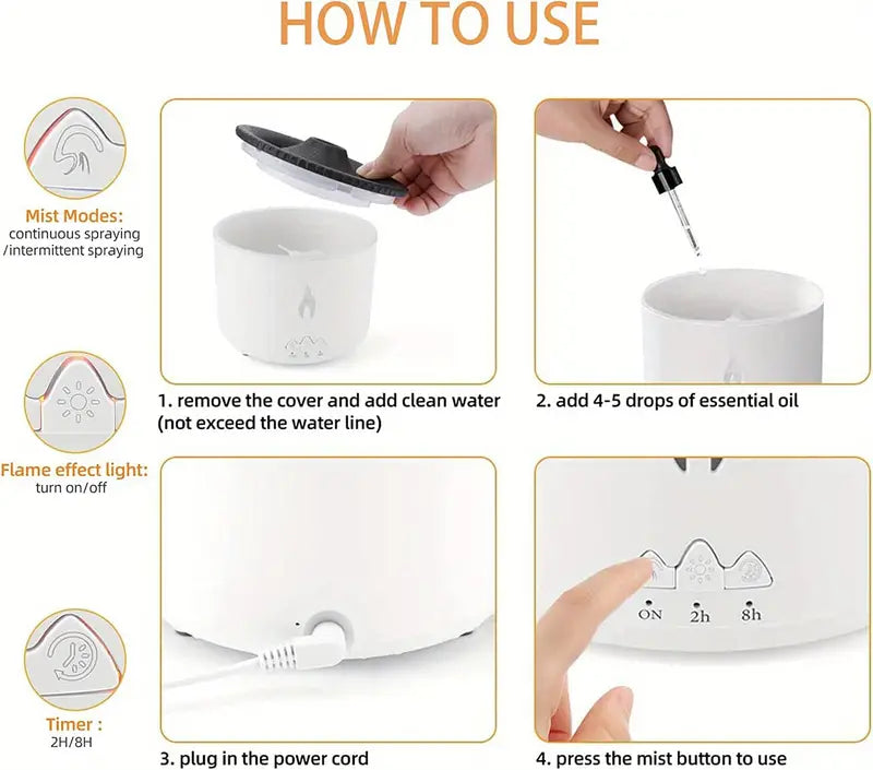 AIR FLAME VOLCANO HUMIDIFIER™ WITH 2 SPRAY MODE