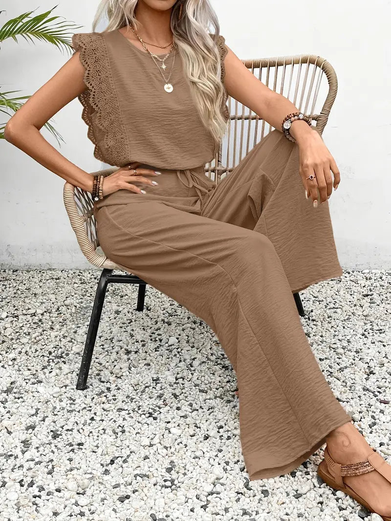 Sophia Lace Trim Two-Piece Set