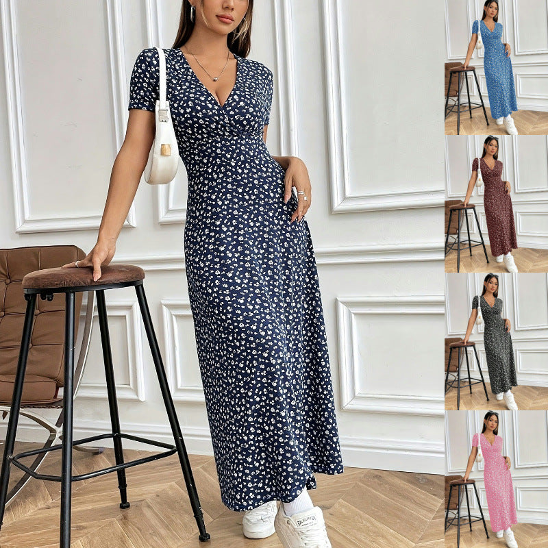 FloraGrace V-Neck Knit Maxi Dress