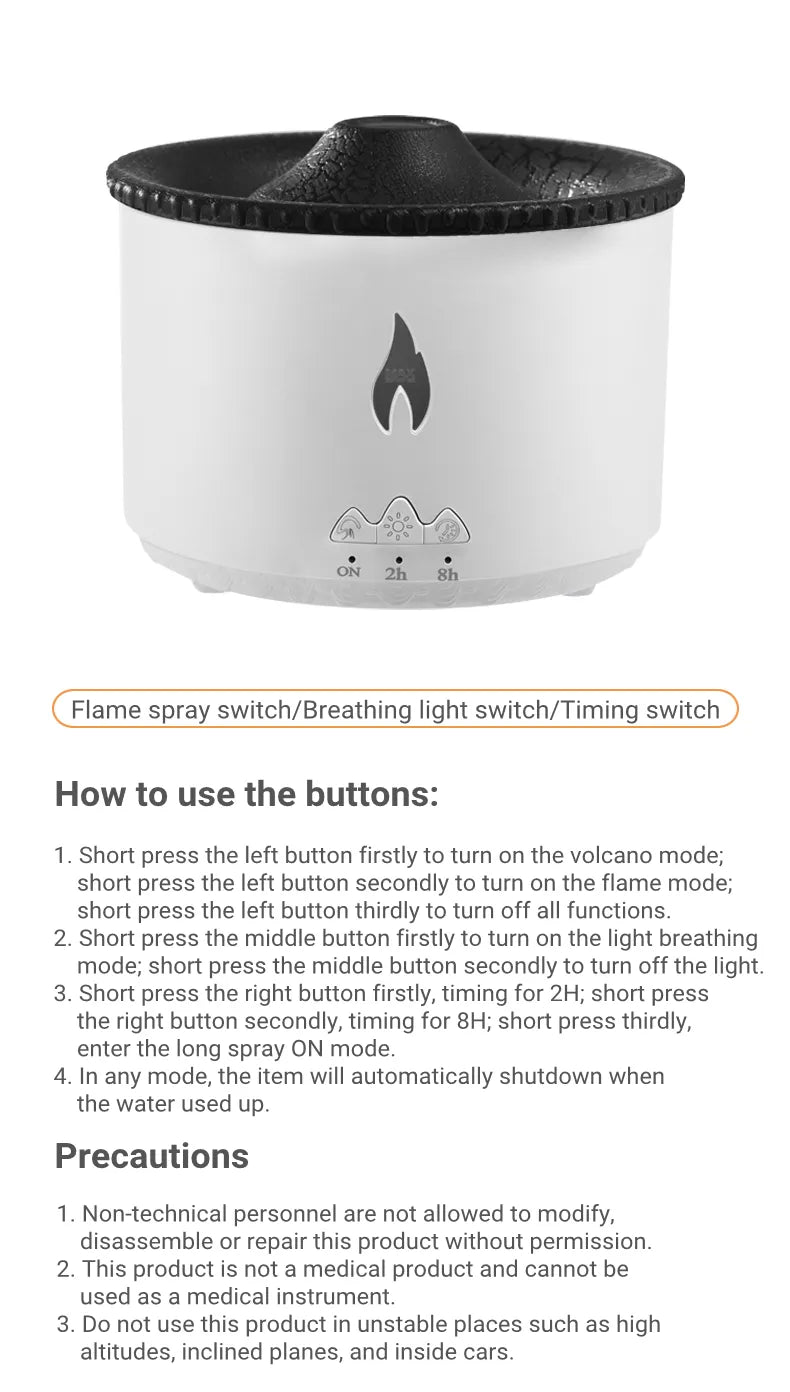 AIR FLAME VOLCANO HUMIDIFIER™ WITH 2 SPRAY MODE