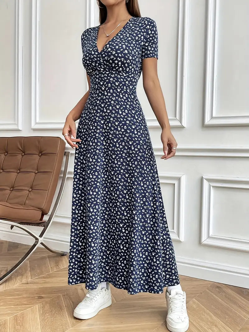 FloraGrace V-Neck Knit Maxi Dress