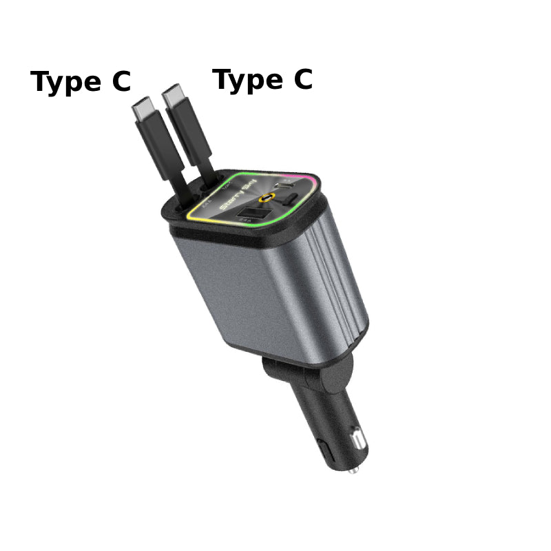 4-in-1 Einziehbares Auto-Ladegerät mit Sternenlicht