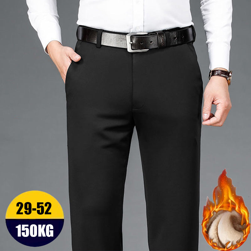 Premium Office Business Men Winter Trousers, Fleece Lined, Anti-wrinkle, Anti-Static, Anti-pilling, Sustainable, Breathable