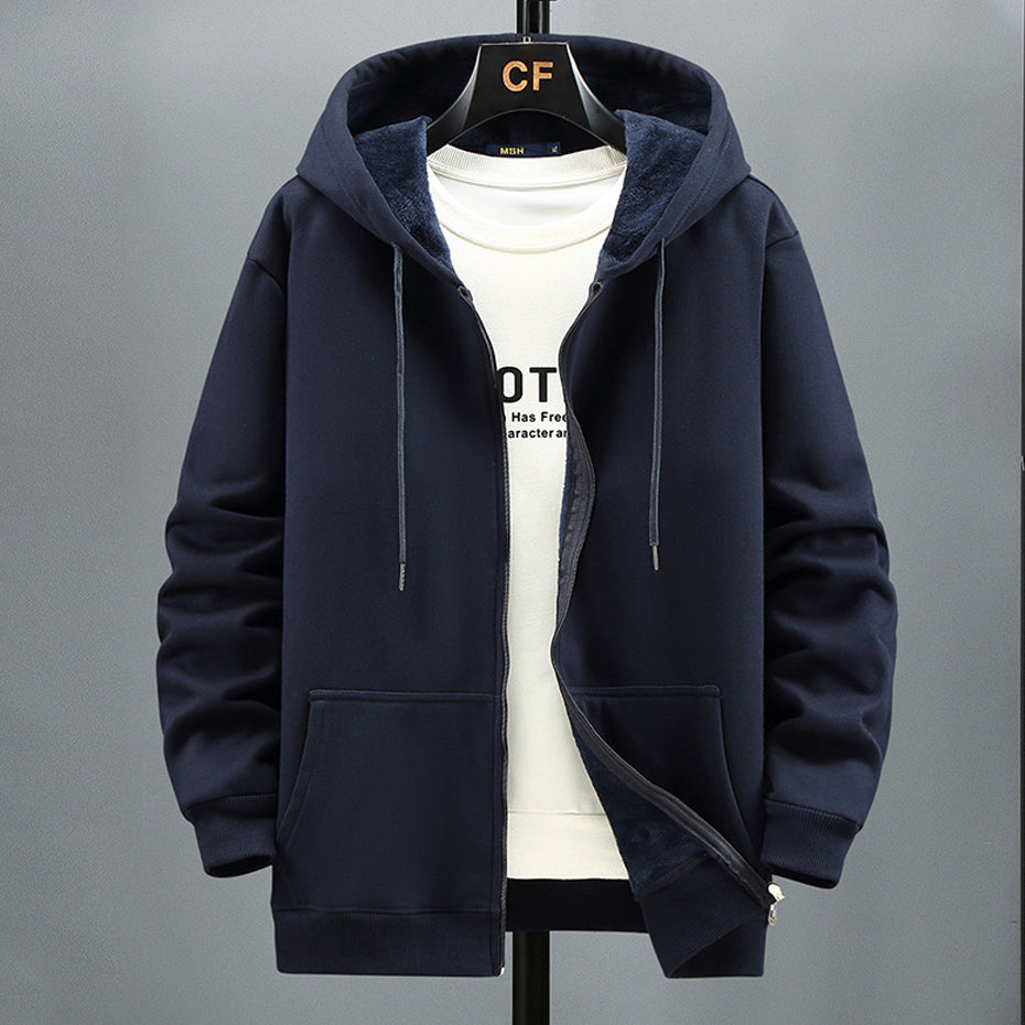 Winter Fleece Hoodies Solid Color Jacket