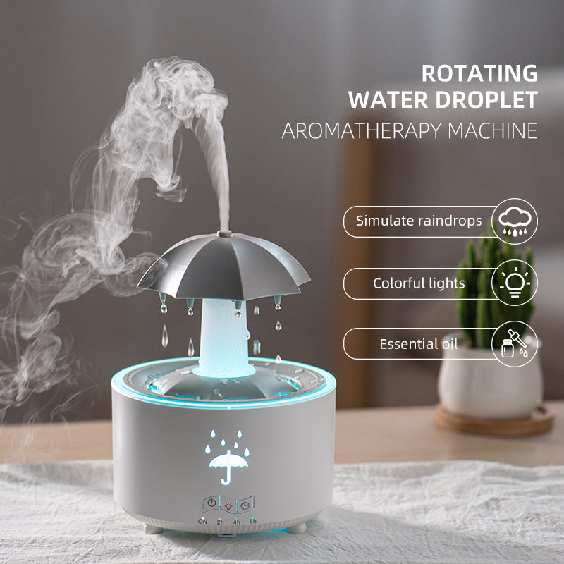 Rotating Umbrella Water Drop Air Humidifier with Colorful Light