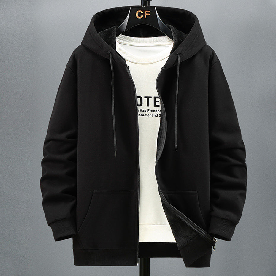 Winter Fleece Hoodies Solid Color Jacket